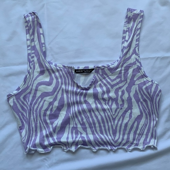 SHEIN Purple Zebra Crop Top - Picture 2 of 5